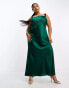 Фото #2 товара ASOS DESIGN Curve exclusive satin lace applique detail maxi dress in forest green