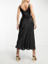 Фото #2 товара ASOS DESIGN Fuller bust high apex satin maxi slip dress in black