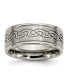 ფოტო #1 პროდუქტის Titanium Brushed Center Scroll Design Wedding Band Ring