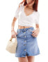 New look button through denim skirt in mid blue 34 - фото #2