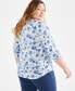 Plus Size Printed Gathered V-Neck Top, Created for Macy's