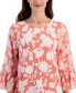 ფოტო #3 პროდუქტის Women's Printed Ruffled-Sleeve Top, Created for Macy's