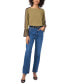 ფოტო #3 პროდუქტის Women's Contrast-Trim Long-Sleeve Top