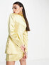 Фото #2 товара Annorlunda satin exaggerated shoulder tie front blazer co-ord in gold