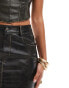 Urban Revivo washed faux leather mini skirt in black