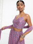 Фото #4 товара Maya Lehenga 3D sequin cami crop top in lilac co-ord