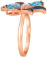 Multi-Gemstone (1-5/8 ct. t.w.) & Vanilla Diamond (1/20 ct. t.w.) Pear & Pavé Flower Ring in 14k Rose Gold