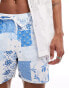 Hollister patchwork paisley printed swim shorts in blue BLUE POSTCARD, XS - фото #8