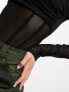 Фото #3 товара ASOS DESIGN long sleeve mesh panel wrap bodysuit in black