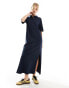 Фото #1 товара ASOS DESIGN collared placket midaxi t shirt dress in navy