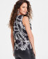 Фото #2 товара Women's Chain-Print Cowlneck Top, Created for Macy's