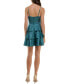 Фото #2 товара Juniors' Bow Lace-Up Square-Neck Tiered Satin Dress