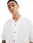 ASOS DESIGN co-ord 90s oversized short sleeve shirt in seersucker texture in white