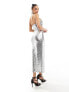 Фото #5 товара Mango halterneck sequin midi dress in silver