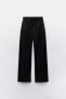 Linen blend straight trousers