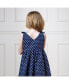 Toddler Girls Sleeveless Bow Shoulder Swing Dress in Linen Navy riviera print, 5 - фото #4