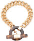 Gold-Tone Logo Tortoise-Look Toggle Link Bracelet