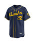 Фото #3 товара Men's Christian Yelich Navy Milwaukee Brewers Alternate Limited Player Jersey