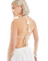 Фото #4 товара Monki tie up crochet top in off white