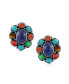 Southwestern Lapis Blue Turquoise Multicolor Cabochon Oval Large Gemstones Western Concho Clip On Earrings For Women Non Pierced Ears Sterling Silver