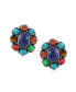 ფოტო #3 პროდუქტის Southwestern Lapis Blue Turquoise Multicolor Cabochon Oval Large s Western Concho Clip On Earrings For Women Non Pierced Ears Sterling Silver