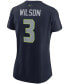 ფოტო #3 პროდუქტის Women's Russell Wilson College Navy Seattle Seahawks Name Number T-shirt