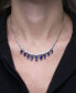 Фото #2 товара Blue Sapphire (6 ct. t.w.) & White Sapphire (4-7/8 ct. t.w.) Dangle 17" Statement Necklace in Sterling Silver