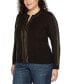 Фото #3 товара Black Label Plus Size Crewneck Embellished Zip Cardigan Sweater