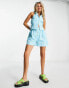 Фото #1 товара COLLUSION gingham shorts co-ord with embroidery in blue