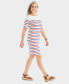 Фото #1 товара Women's Cotton Boat-Neck Elbow-Sleeve Dress, Created for Macy's