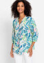 Фото #1 товара Women's Cotton Linen 3/4 Tropic Print Tunic Shirt