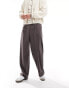 Weekday Uno loose fit tailored trousers in brown melange