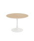 42" Modern Round Dining Table With Printed Oak Color Grain Tabletop