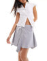 Фото #2 товара Pimkie asymmetric hem mini skirt in grey pinstripe