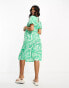 Influence Maternity v neck midi dress in green abstract print