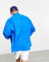 ASOS DESIGN 90s oversized linen mix double pocket shirt in bold blue