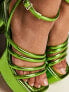 Shelly's London Regina mid heel sandals in green metallic - exclusive to ASOS