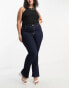 DTT Plus Bianca high waisted wide leg disco jeans with heart pocket detail in blue