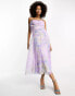 Фото #1 товара ASOS DESIGN corset midi dress with soft cowl front in lilac floral print