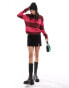 Vila knitted high neck jumper in red stripe