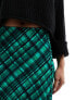 French Connection Dani check midi skirt in dark green