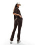 In The Style t-shirt and flare trouser set in chocolate