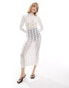 Фото #1 товара Lioness crochet semi-sheer high neck cut out midaxi dress in white