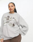 Фото #4 товара New Love Club Plus pug graphic sweatshirt in ash grey