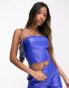 Фото #1 товара Missyempire leather look bandeau top co-ord in bright blue