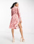 Фото #2 товара Rebellious Fashion wrap front midi dress in pink print