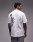 Topman premium oversized fit t-shirt with placement mono floral print in white