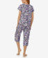 Women's Short Sleeve Top Capri Pants 2-Pc. Pajama Set