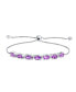 ფოტო #1 პროდუქტის Natural 9.25 CTW Gemstones Zircon Accent Purple Amethyst Bolo Tennis Bracelet for Women Adjustable 7-8 Inch .925 Sterling Silver