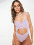 ASOS DESIGN cowboy flocked underwire body in lilac